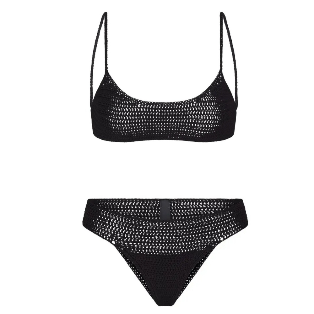 NWT SKIMS CROCHET SWIM BIKINI SET IN ONYX